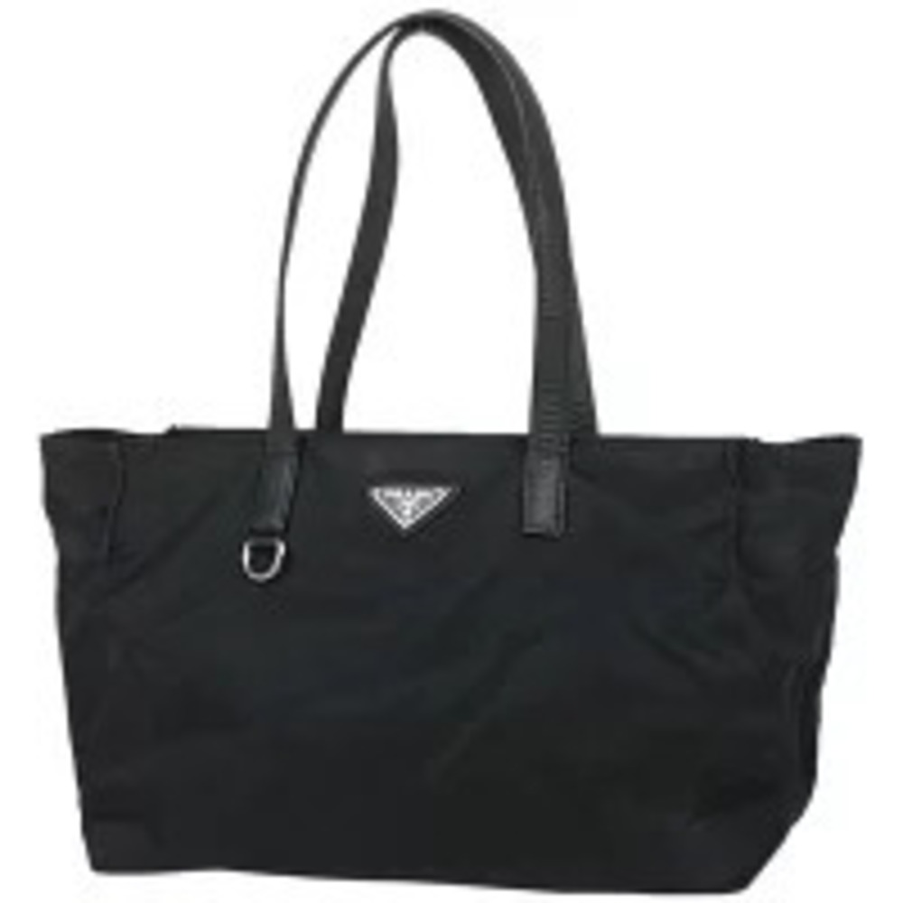 Prada Plate Tote Bag Handbag Nero Black